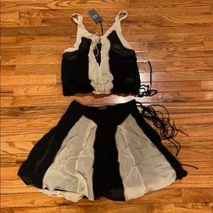 Armani Exchange 100% silk top and skirt set
